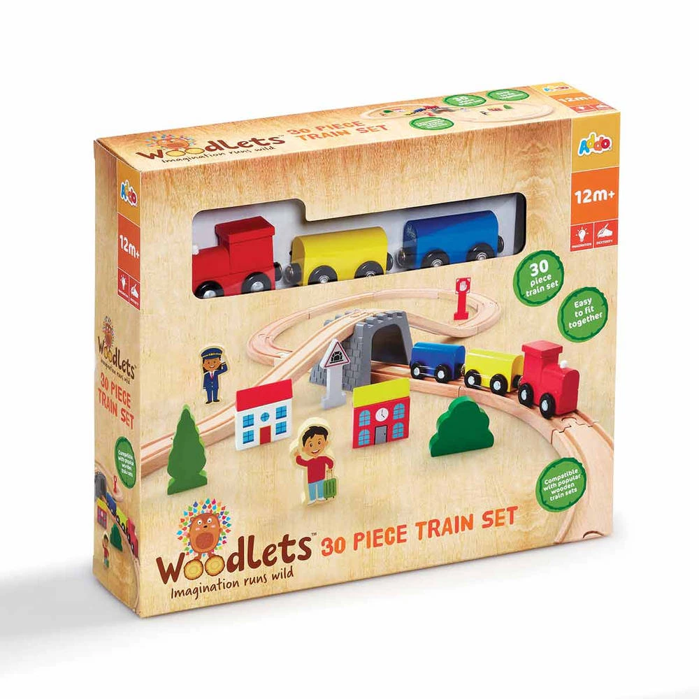 Woodlets Houten Treinset 30-delig 2 Woodlets Houten Treinset 30-delig - Afbeelding 2