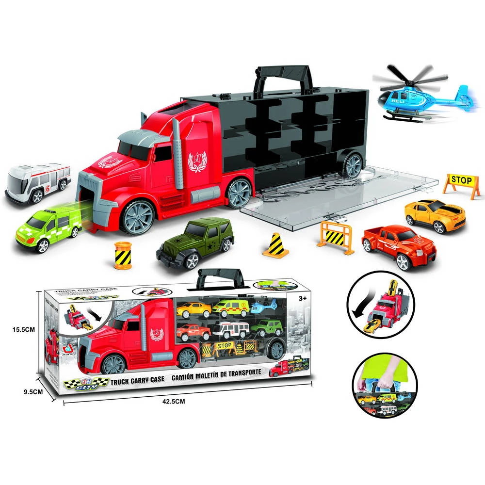 No Brand Vrachtwagen Met 5 Auto's + 1 Helikopter 5 No Brand Vrachtwagen Met 5 Auto's + 1 Helikopter - Afbeelding 5