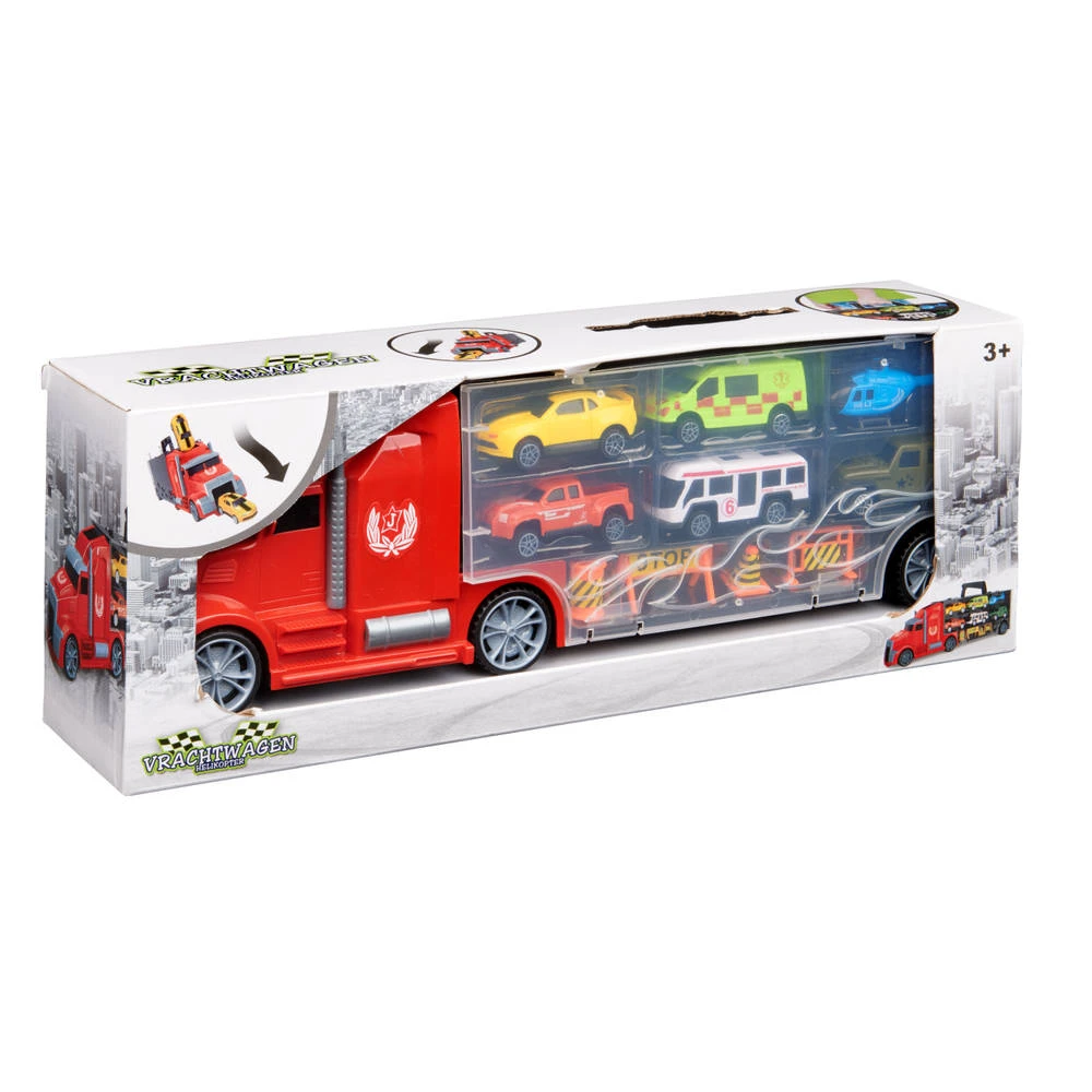 No Brand Vrachtwagen Met 5 Auto's + 1 Helikopter 4 No Brand Vrachtwagen Met 5 Auto's + 1 Helikopter - Afbeelding 4