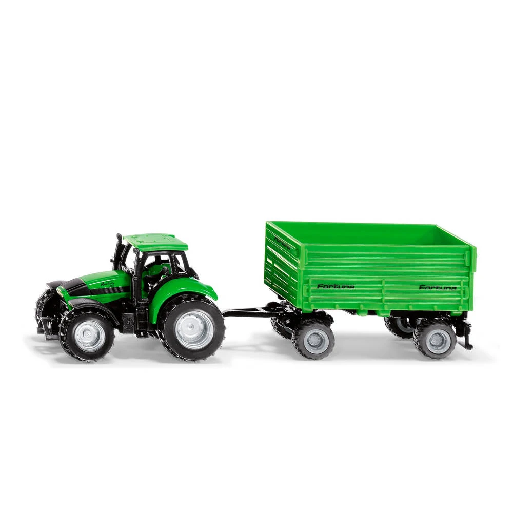 Siku Deutz-Fahr Tractor Met 4-wiel Trailer 1606 1 Siku Deutz-Fahr Tractor Met 4-wiel Trailer 1606