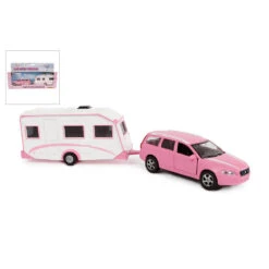 Kids Globe Volvo V70 Met Caravan - Roze