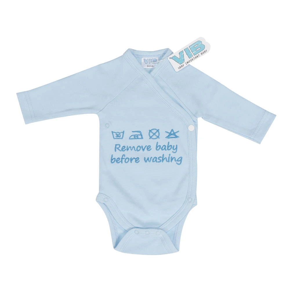 No Brand VIB Remove Baby Before Washing Rompertje - Blauw 1 No Brand VIB Remove Baby Before Washing Rompertje - Blauw