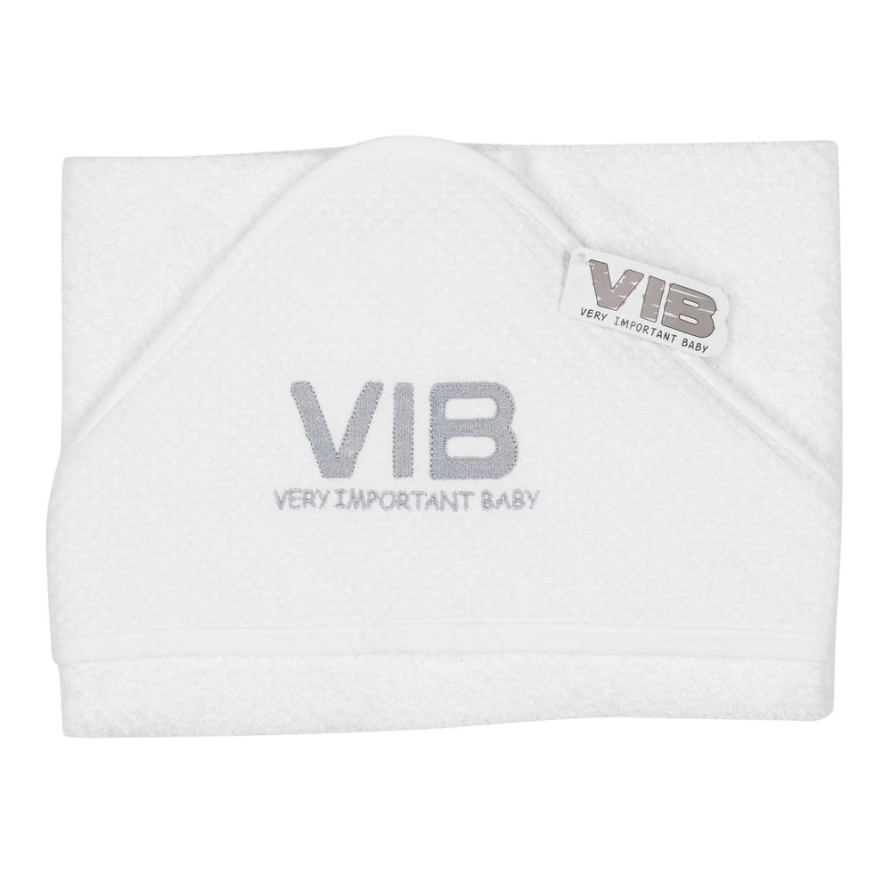 No Brand VIB Badcape Very Important Baby - Wit/zilver 1 No Brand VIB Badcape Very Important Baby - Wit/zilver